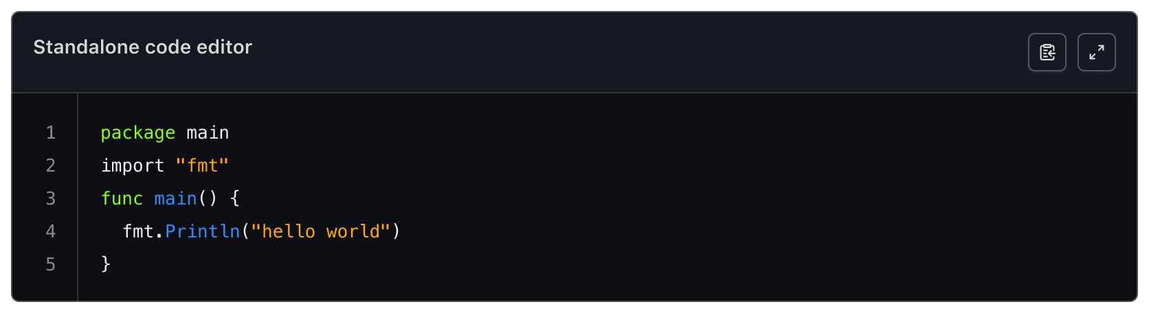 Code Editor with rounded corners for enabled standalone property